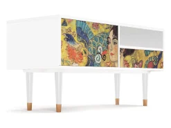 Móvel De Tv| Mueble de TV - 115х59х48 cm - T3 - Lady with Fan by Klimt, Branco Bege