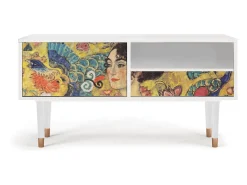 Móvel De Tv| Mueble de TV - 115х59х48 cm - T3 - Lady with Fan by Klimt, Branco Bege