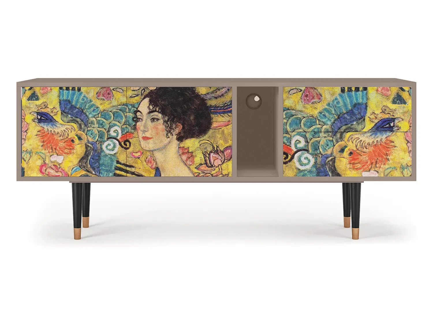 Clearance Mueble de TV - 170х69х48 cm - T1 - Lady with Fan by Klimt, Latte Bege