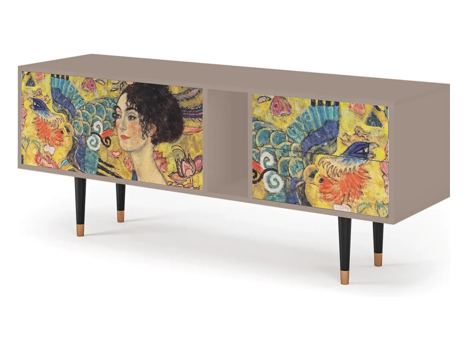 Clearance Mueble de TV - 170х69х48 cm - T1 - Lady with Fan by Klimt, Latte Bege