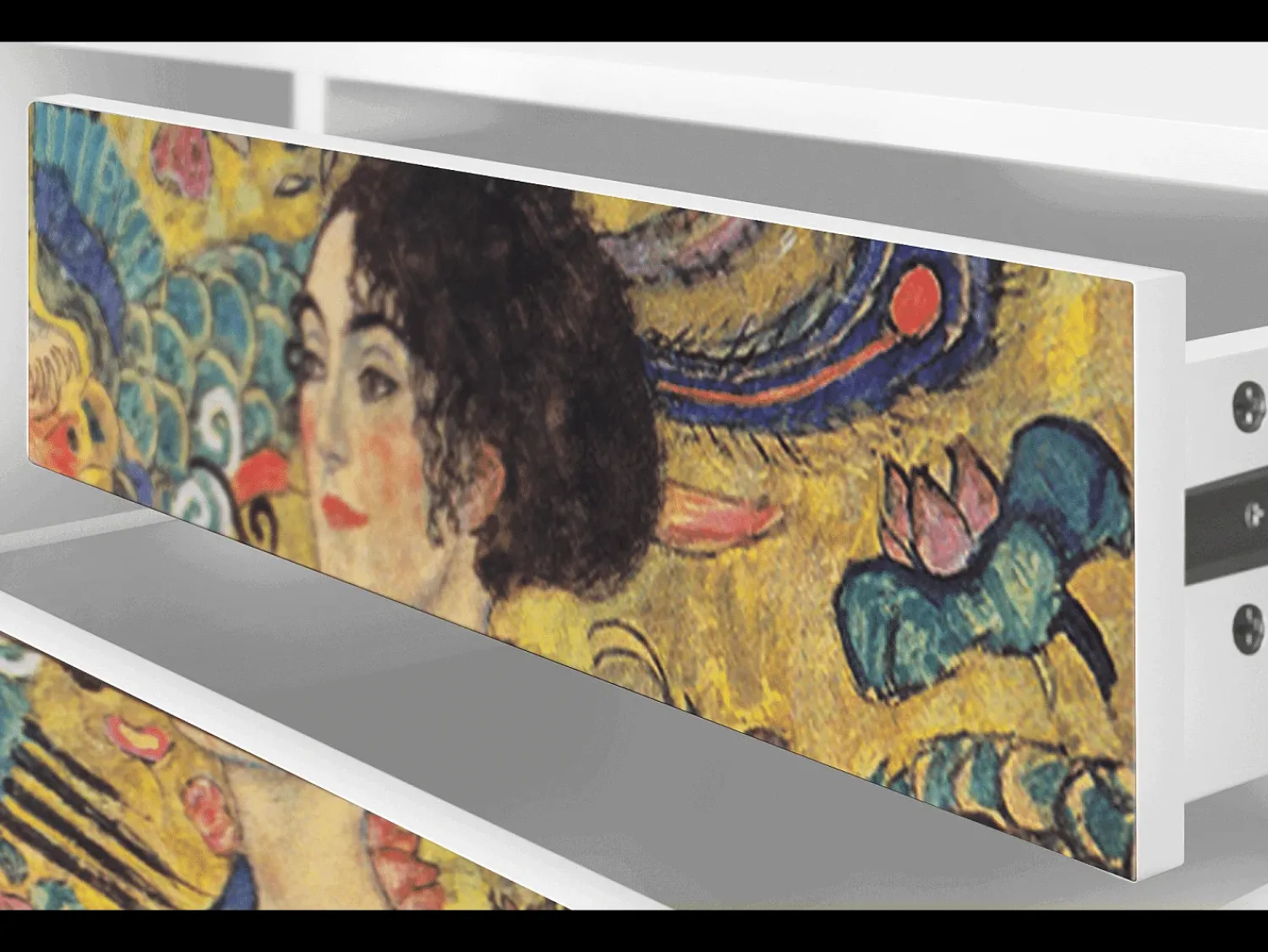 Mueble de TV - 170х59х48 cm - T4 - Lady with Fan by Klimt, Branco^ Móvel De Tv