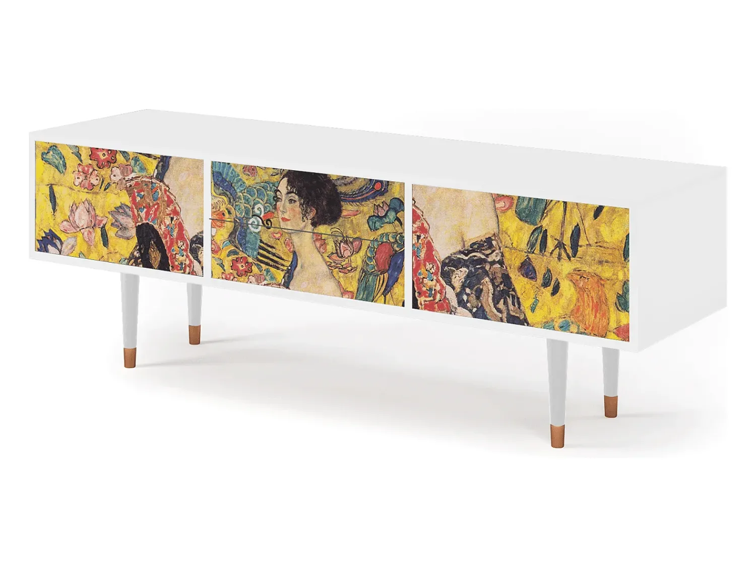 Mueble de TV - 170х59х48 cm - T4 - Lady with Fan by Klimt, Branco^ Móvel De Tv
