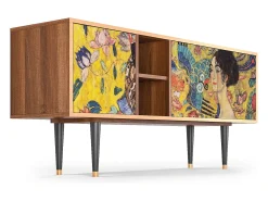 Mueble de TV - 150х69х41 cm - T5 - Lady with Fan by Klimt, Nogueira Castanho