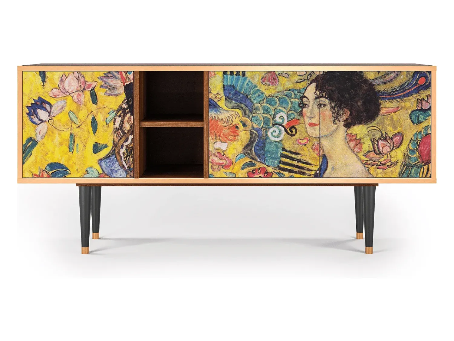 Mueble de TV - 150х69х41 cm - T5 - Lady with Fan by Klimt, Nogueira Castanho