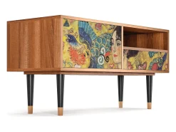 Móvel De Tv* Mueble de TV - 115х59х48 cm - T3 - Lady with Fan by Klimt, Nogueira Castanho