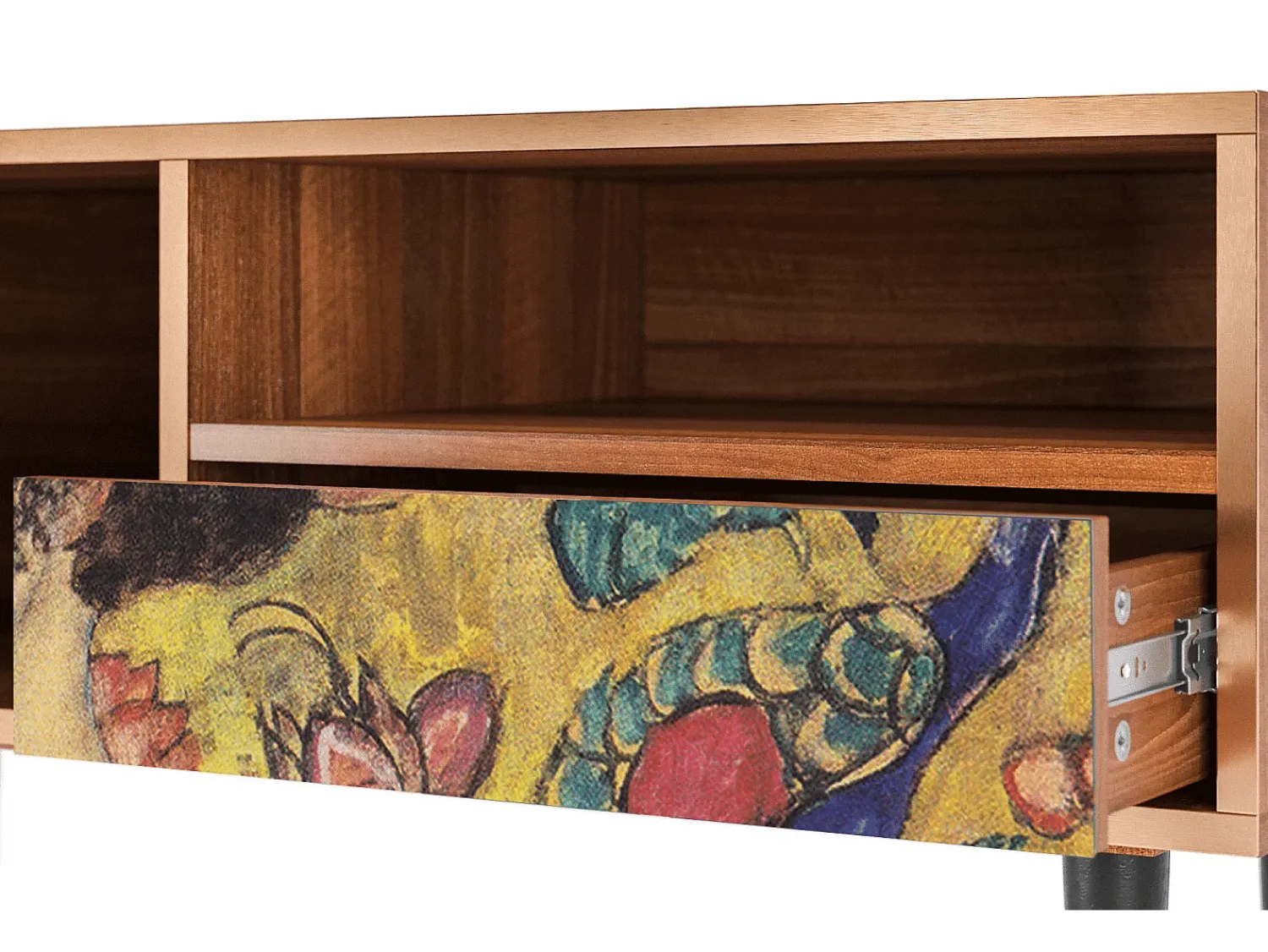 Móvel De Tv* Mueble de TV - 115х59х48 cm - T3 - Lady with Fan by Klimt, Nogueira Castanho