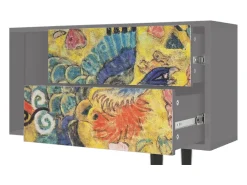 Móvel De Tv| Mueble de TV - 170х69х48 cm - T1 - Lady with Fan by Klimt, Cinza Cinzento