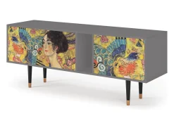 Móvel De Tv| Mueble de TV - 170х69х48 cm - T1 - Lady with Fan by Klimt, Cinza Cinzento