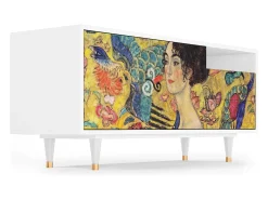 Sale Mueble de TV - 125х56х41 cm - T7 - Lady with Fan by Klimt, Branco Bege