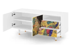 Sale Mueble de TV - 125х56х41 cm - T7 - Lady with Fan by Klimt, Branco Bege