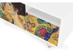 Sale Mueble de TV - 125х56х41 cm - T7 - Lady with Fan by Klimt, Branco Bege