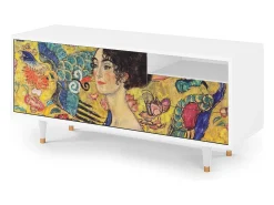 Sale Mueble de TV - 125х56х41 cm - T7 - Lady with Fan by Klimt, Branco Bege