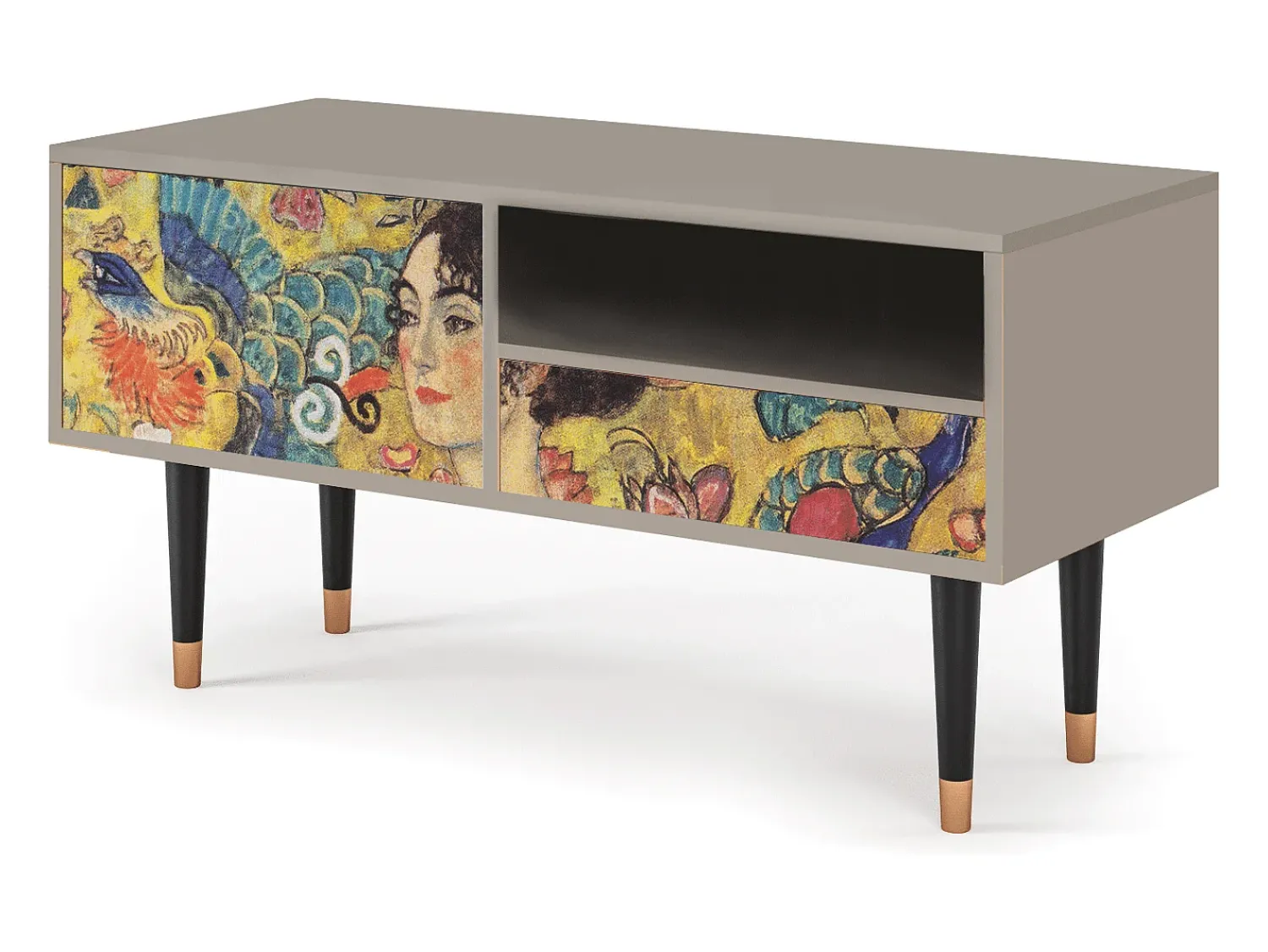 Móvel De Tv| Mueble de TV - 115х59х48 cm - T3 - Lady with Fan by Klimt, Areia Bege