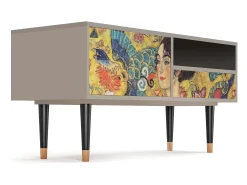 Móvel De Tv| Mueble de TV - 115х59х48 cm - T3 - Lady with Fan by Klimt, Areia Bege