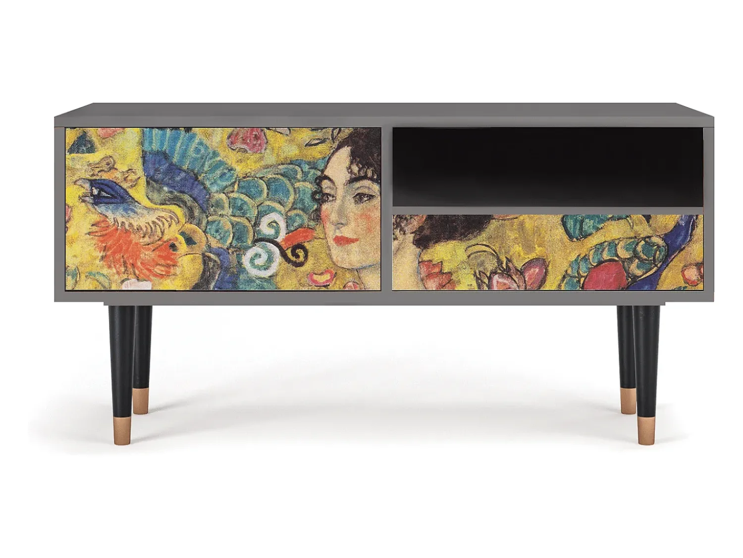 Móvel De Tv| Mueble de TV - 115х59х48 cm - T3 - Lady with Fan by Klimt, Areia Bege