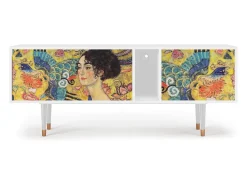 Mueble de TV - 170х69х48 cm - T1 - Lady with Fan by Klimt, Branco^ Móvel De Tv