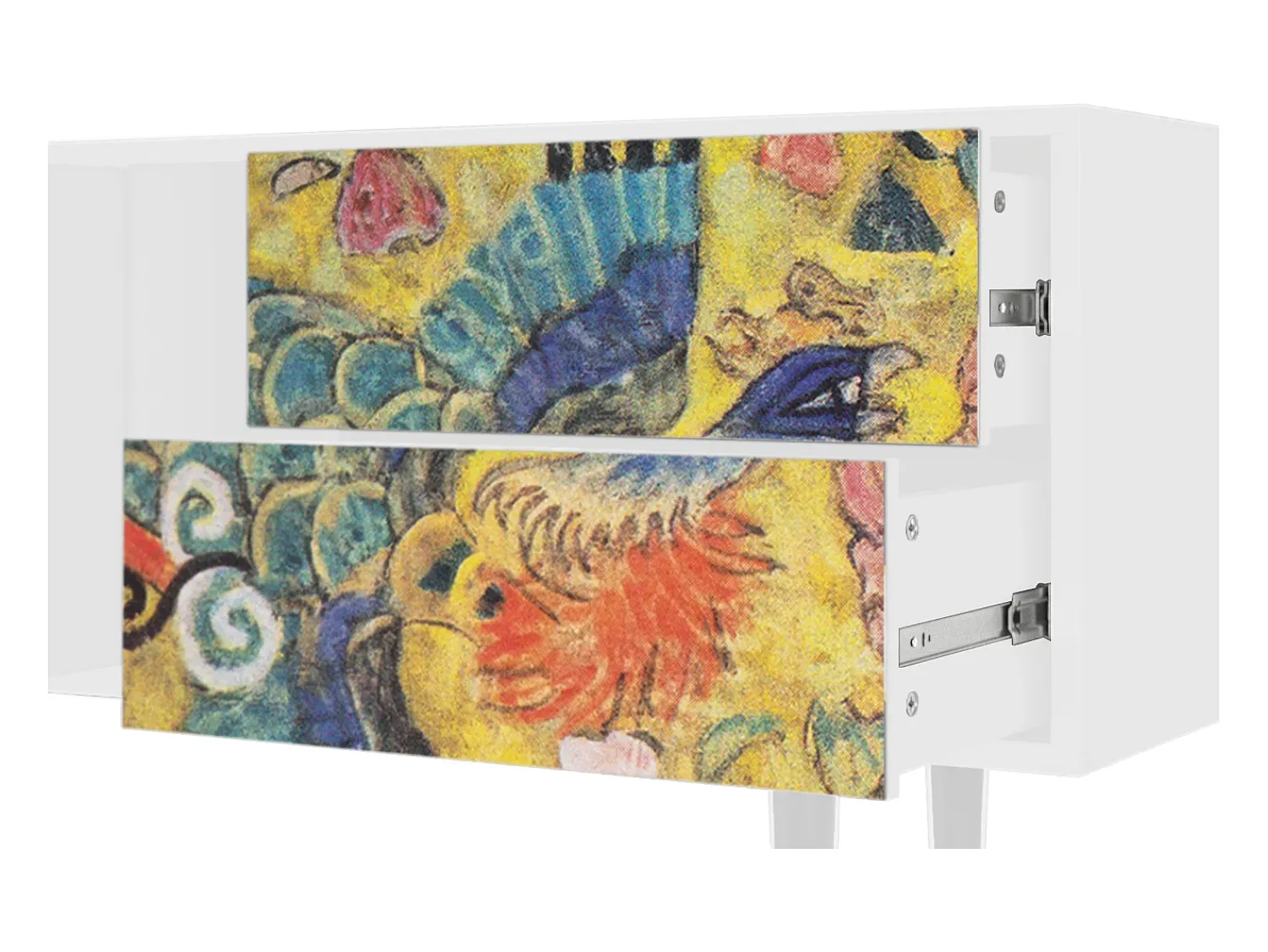 Mueble de TV - 170х69х48 cm - T1 - Lady with Fan by Klimt, Branco^ Móvel De Tv