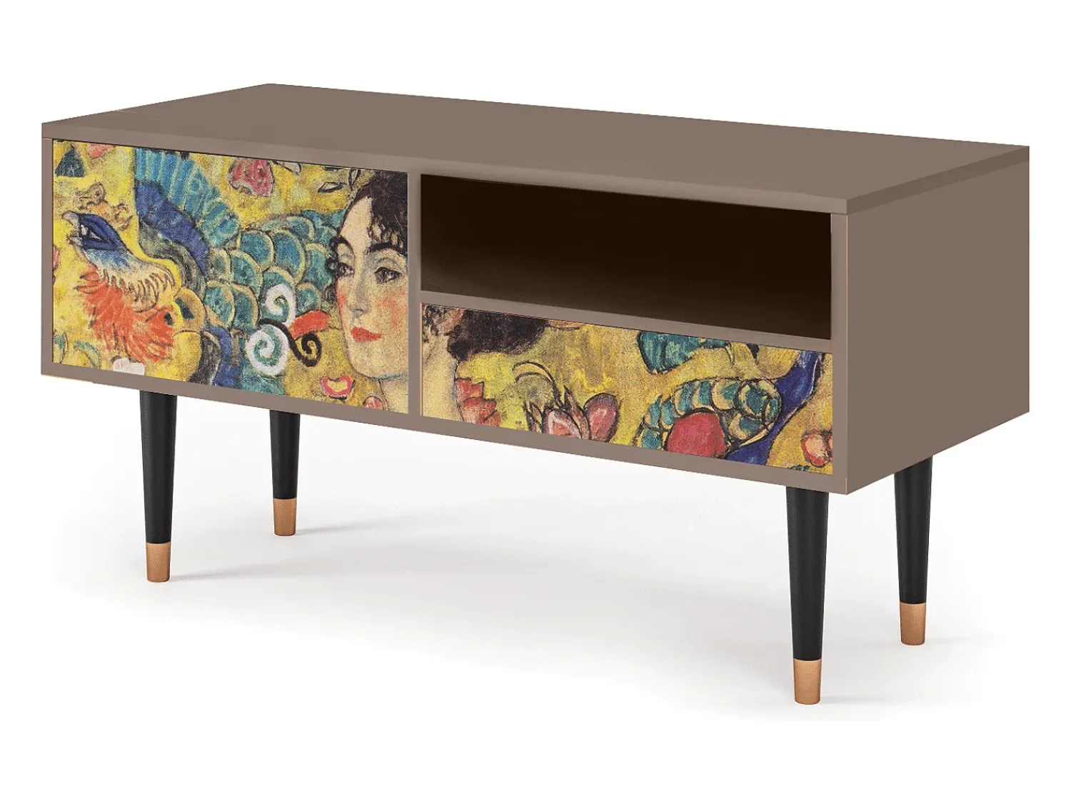 Móvel De Tv* Mueble de TV - 115х59х48 cm - T3 - Lady with Fan by Klimt, Latte Bege