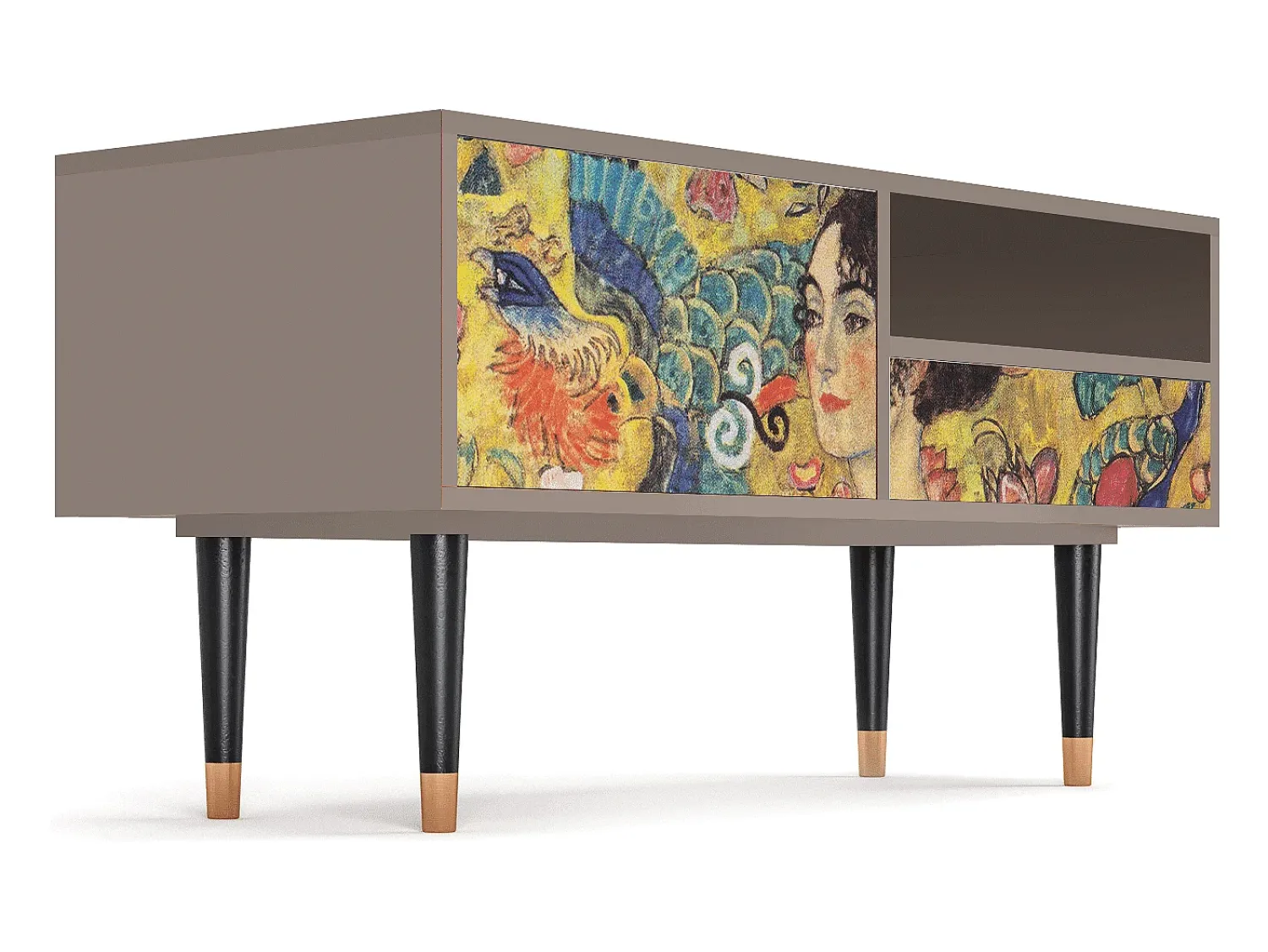 Móvel De Tv* Mueble de TV - 115х59х48 cm - T3 - Lady with Fan by Klimt, Latte Bege