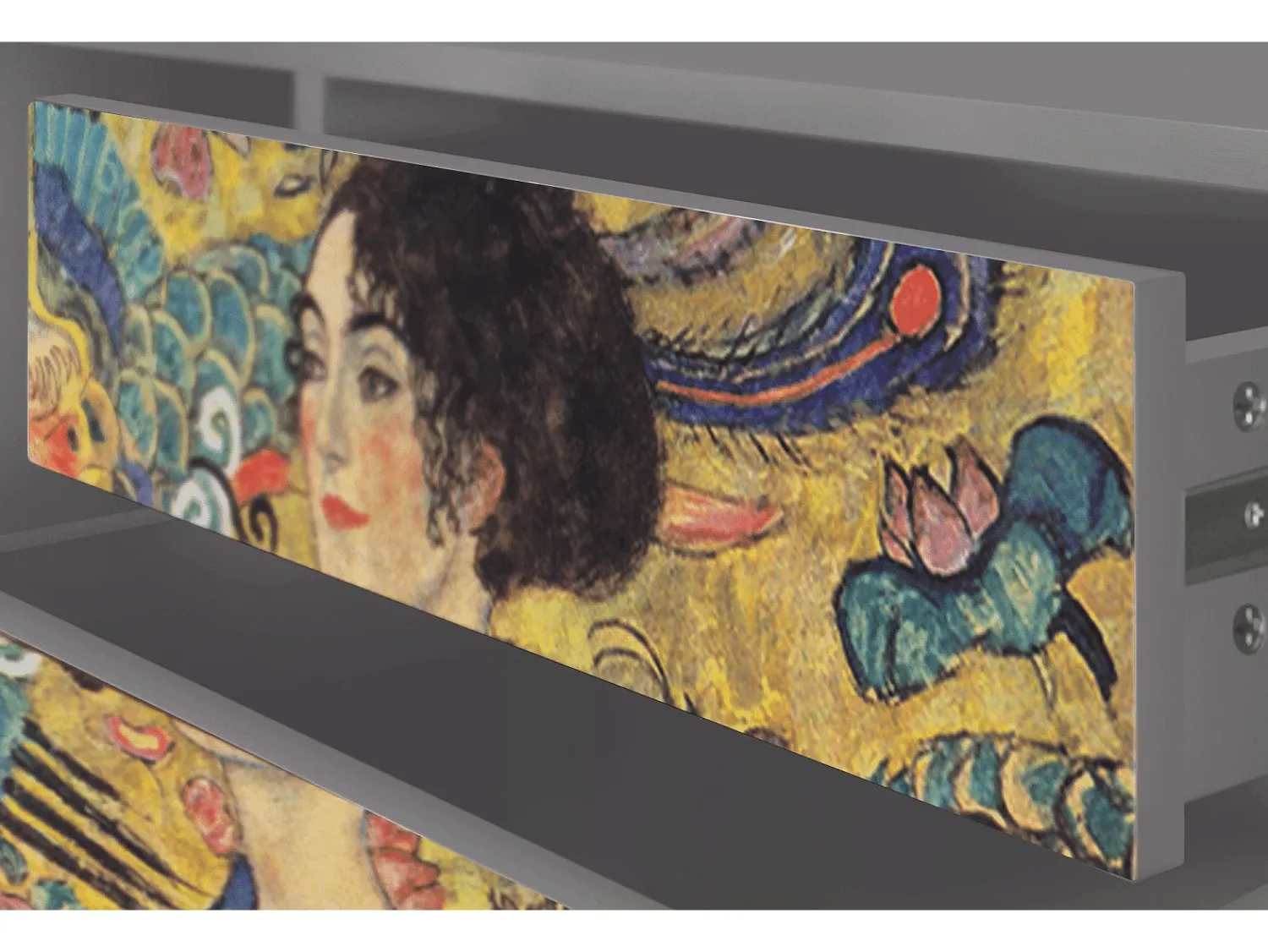 Móvel De Tv| Mueble de TV - 170х59х48 cm - T4 - Lady with Fan by Klimt, Cinza Cinzento