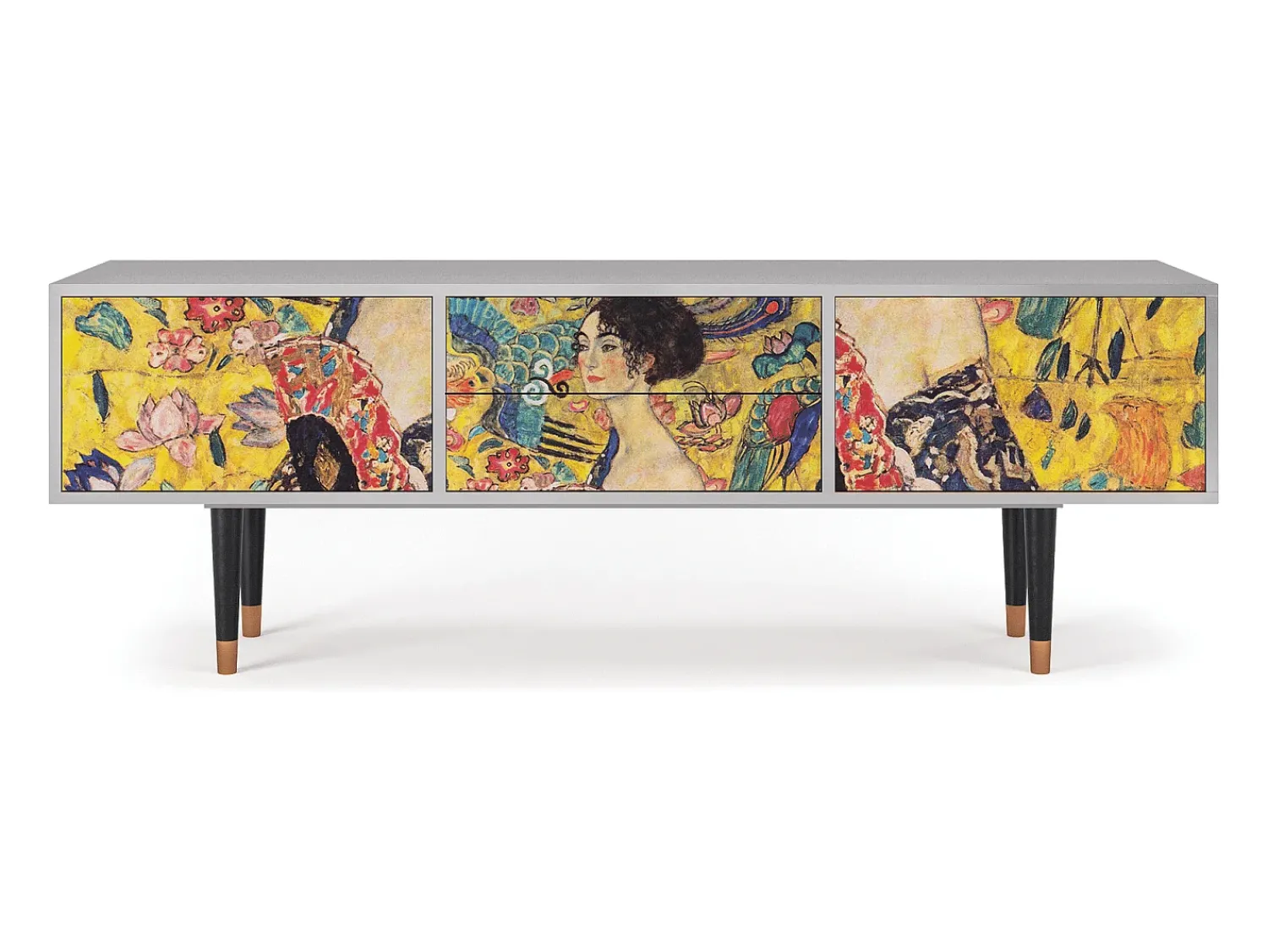 Móvel De Tv| Mueble de TV - 170х59х48 cm - T4 - Lady with Fan by Klimt, Cinza Cinzento