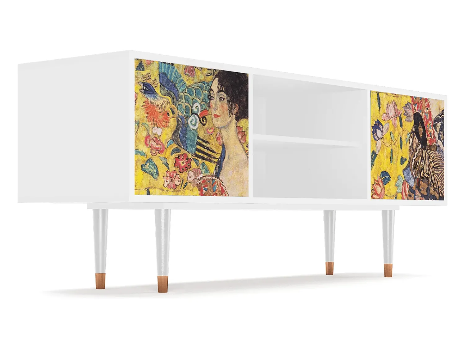 New Mueble de TV - 170х69х48 cm - T2 - Lady with Fan by Klimt, Branco Bege