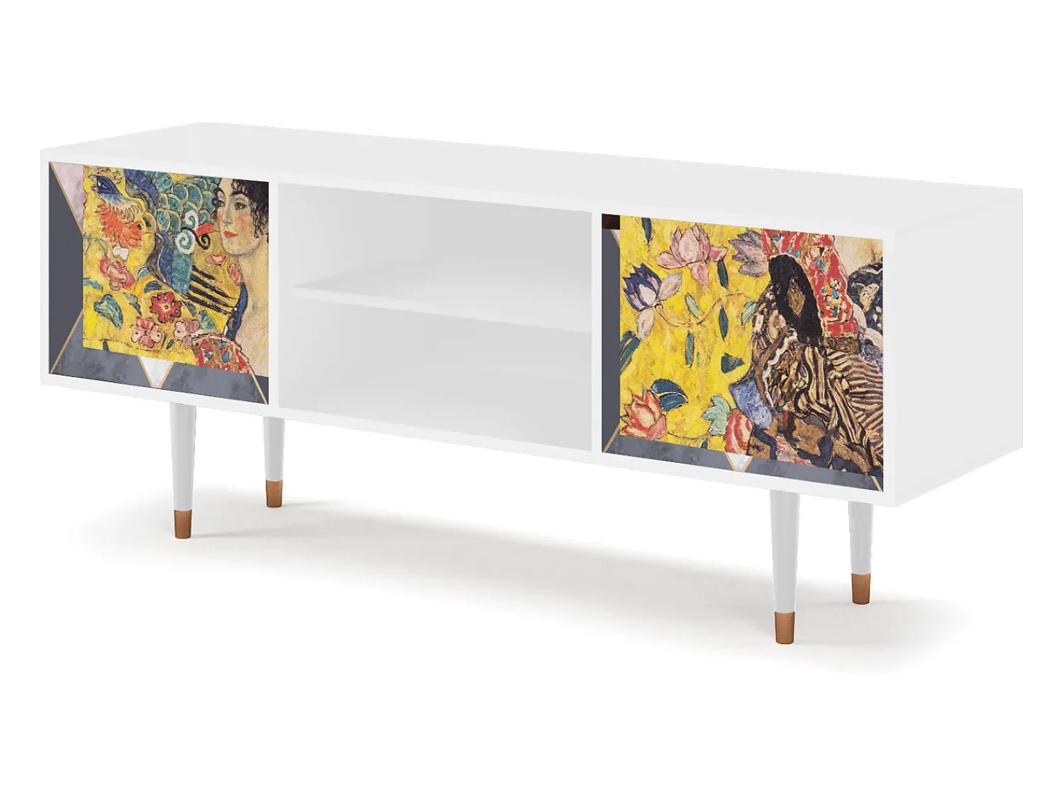 New Mueble de TV - 170х69х48 cm - T2 - Lady with Fan by Klimt, Branco Bege