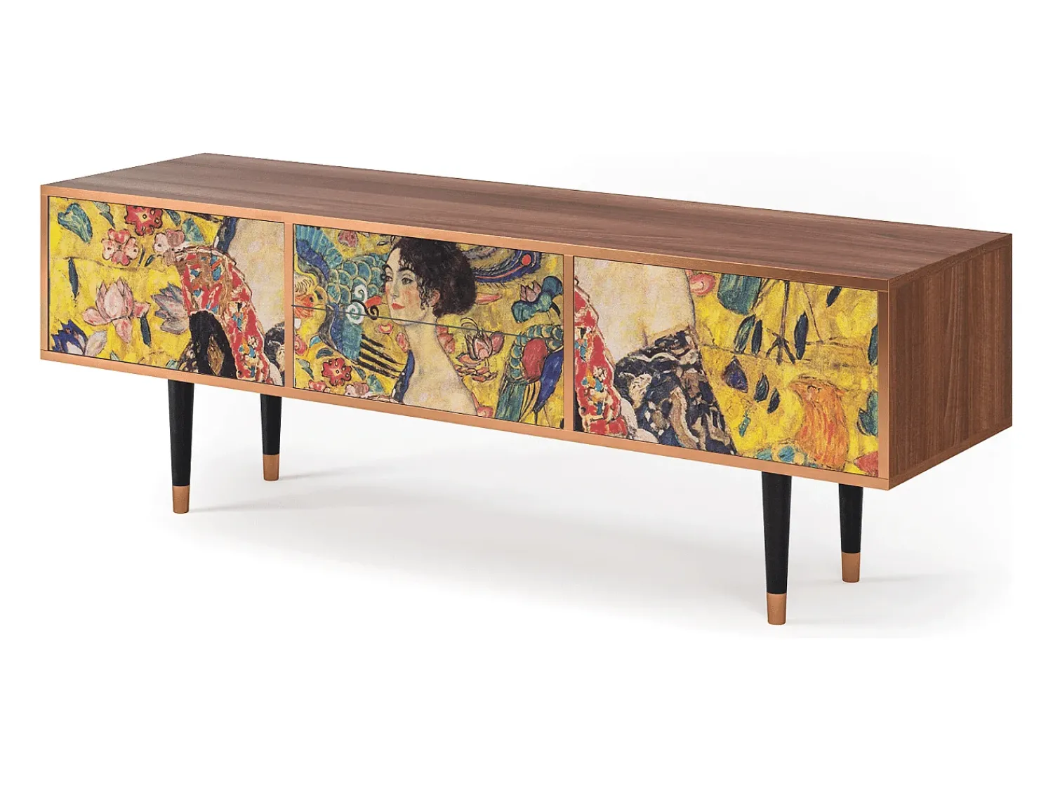 Móvel De Tv* Mueble de TV - 170х59х48 cm - T4 - Lady with Fan by Klimt, Nogueira Castanho
