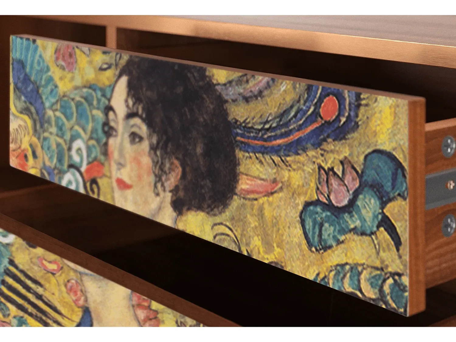 Móvel De Tv* Mueble de TV - 170х59х48 cm - T4 - Lady with Fan by Klimt, Nogueira Castanho