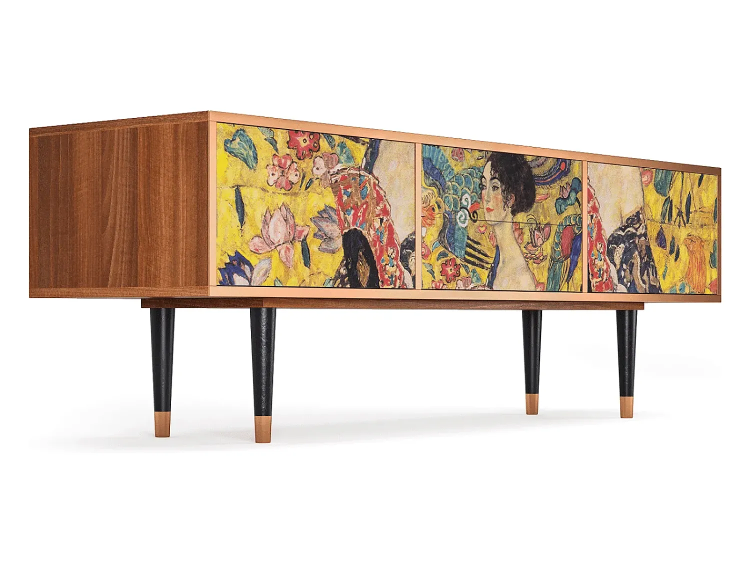 Móvel De Tv* Mueble de TV - 170х59х48 cm - T4 - Lady with Fan by Klimt, Nogueira Castanho