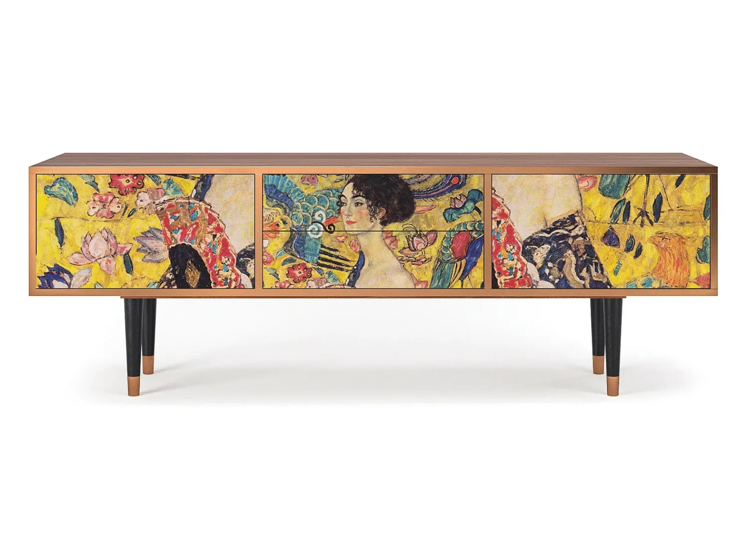 Móvel De Tv* Mueble de TV - 170х59х48 cm - T4 - Lady with Fan by Klimt, Nogueira Castanho