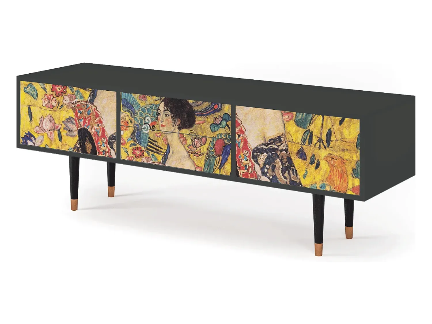 Móvel De Tv* Mueble de TV - 170х59х48 cm - T4 - Lady with Fan by Klimt, Antracite Cinza antracite