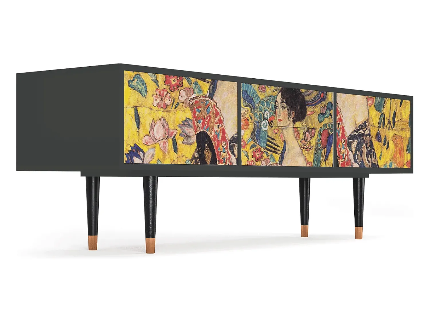 Móvel De Tv* Mueble de TV - 170х59х48 cm - T4 - Lady with Fan by Klimt, Antracite Cinza antracite