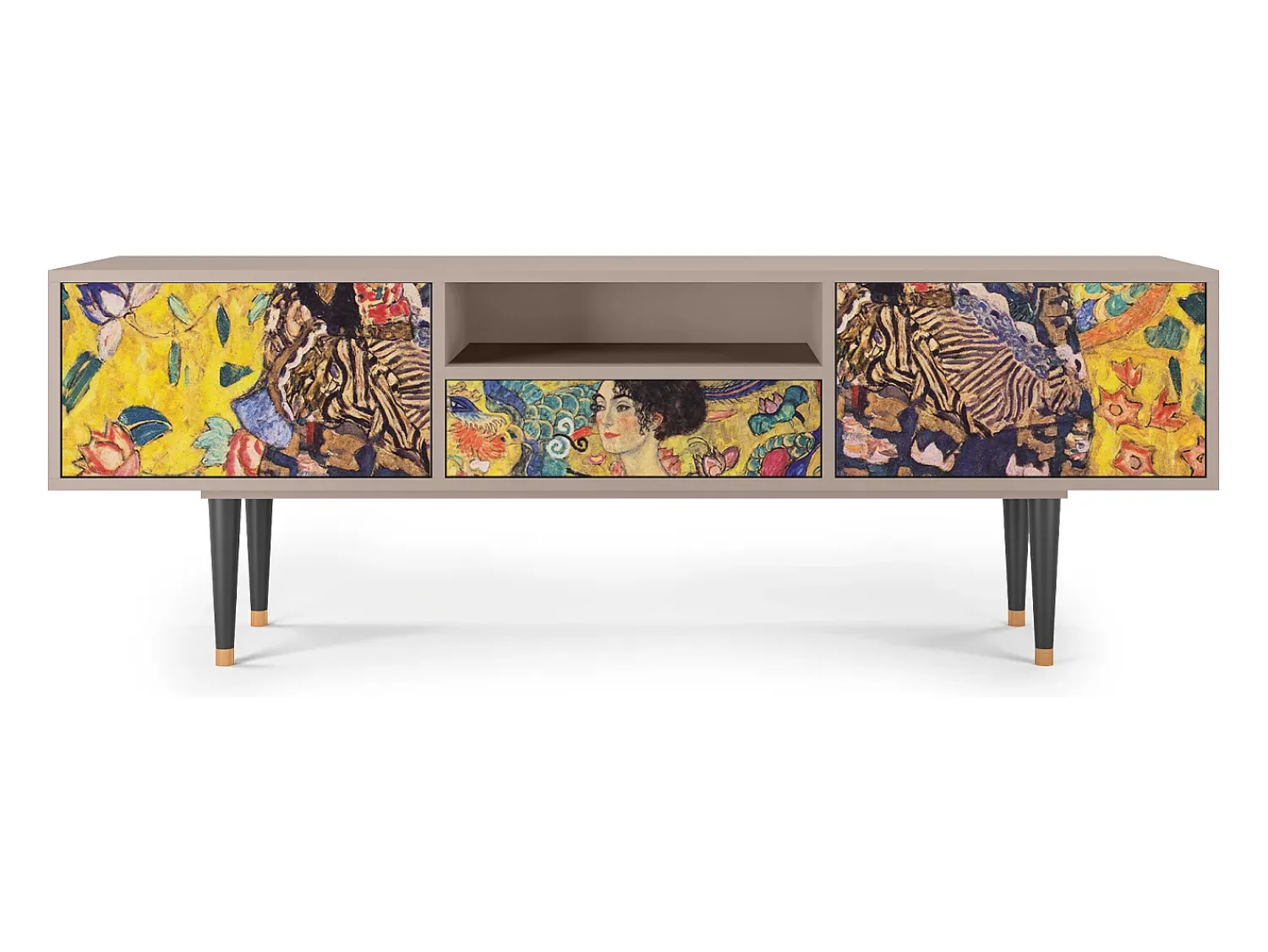Hot Mueble de TV - 170х59х41 cm - T6 - Lady with Fan by Klimt, Latte Bege