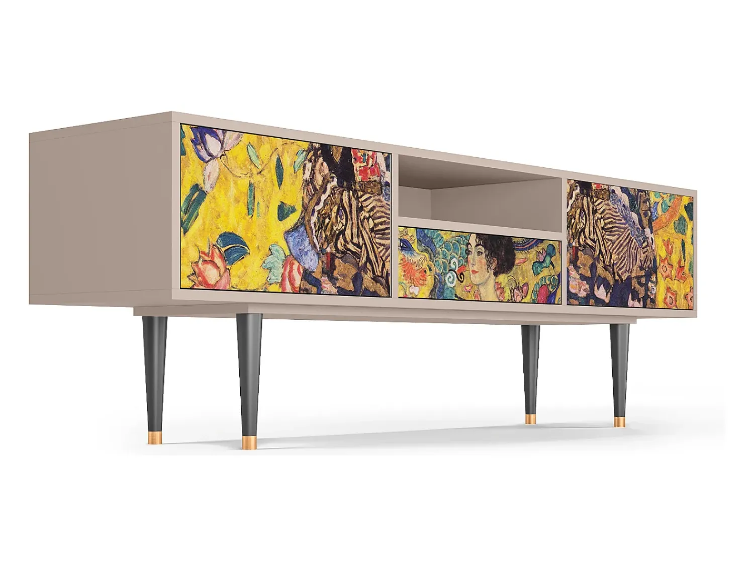 Hot Mueble de TV - 170х59х41 cm - T6 - Lady with Fan by Klimt, Latte Bege