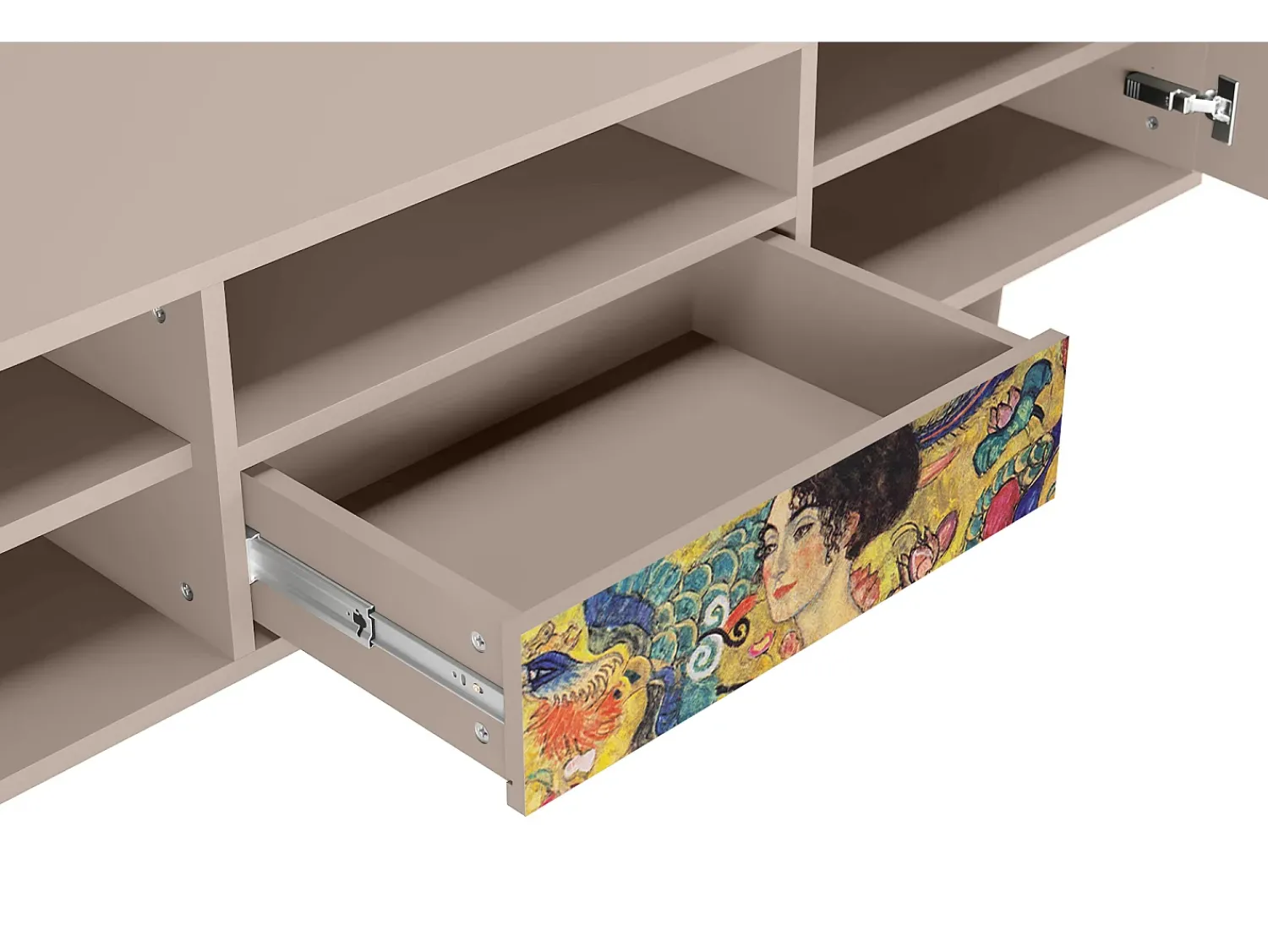 Hot Mueble de TV - 170х59х41 cm - T6 - Lady with Fan by Klimt, Latte Bege
