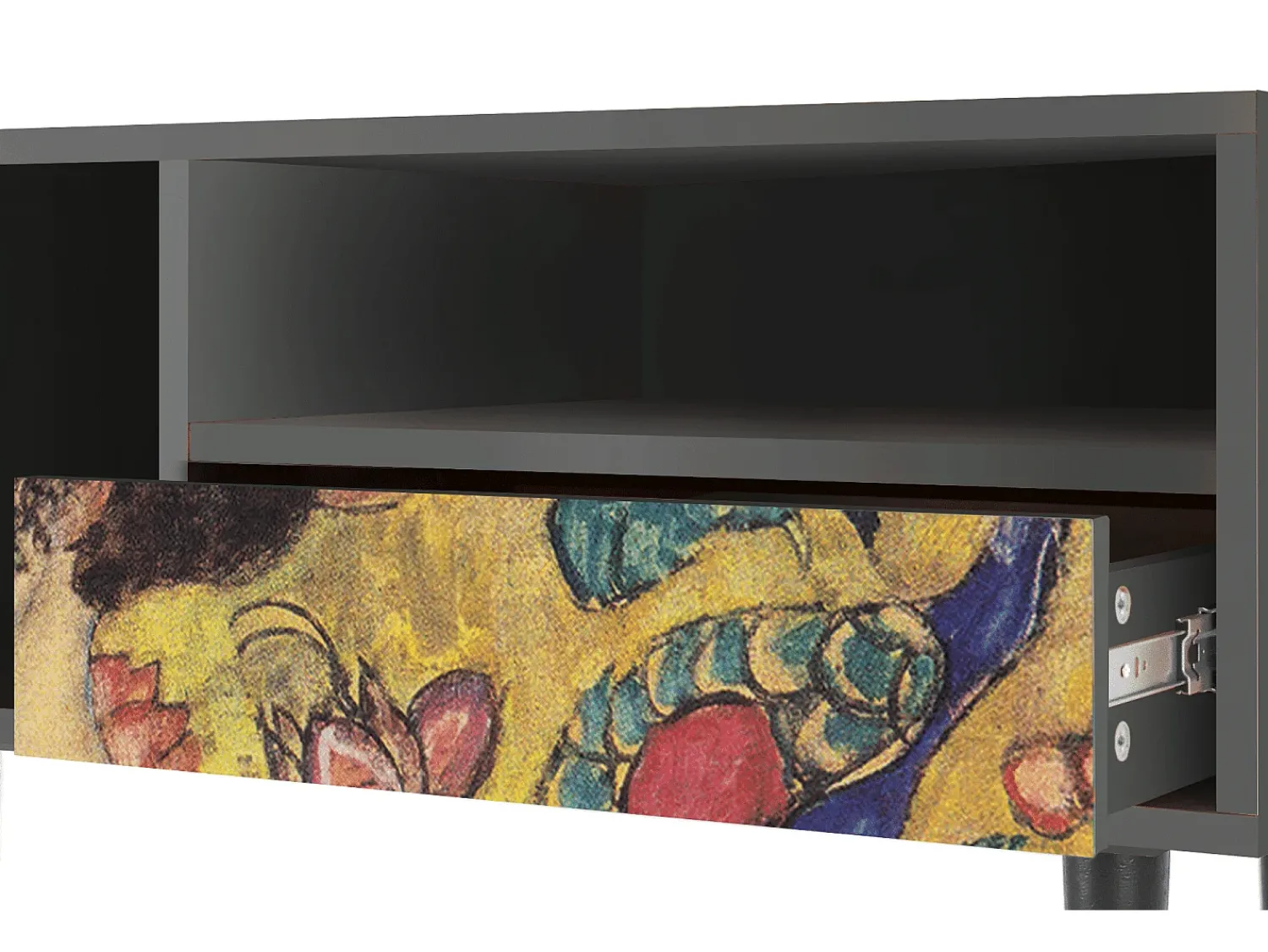 Móvel De Tv| Mueble de TV - 115х59х48 cm - T3 - Lady with Fan by Klimt, Antracite Cinza antracite