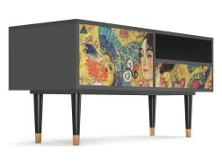 Móvel De Tv| Mueble de TV - 115х59х48 cm - T3 - Lady with Fan by Klimt, Antracite Cinza antracite