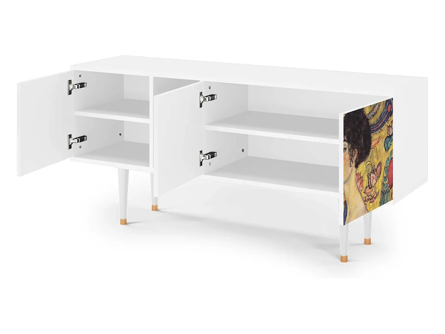 Móvel De Tv* Mueble de TV - 150х69х41 cm - T5 - Lady with Fan by Klimt, Branco Bege