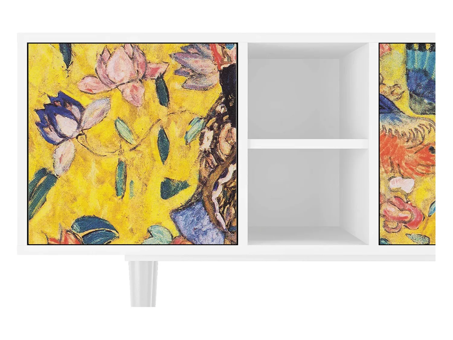 Móvel De Tv* Mueble de TV - 150х69х41 cm - T5 - Lady with Fan by Klimt, Branco Bege
