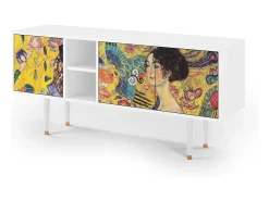 Móvel De Tv* Mueble de TV - 150х69х41 cm - T5 - Lady with Fan by Klimt, Branco Bege