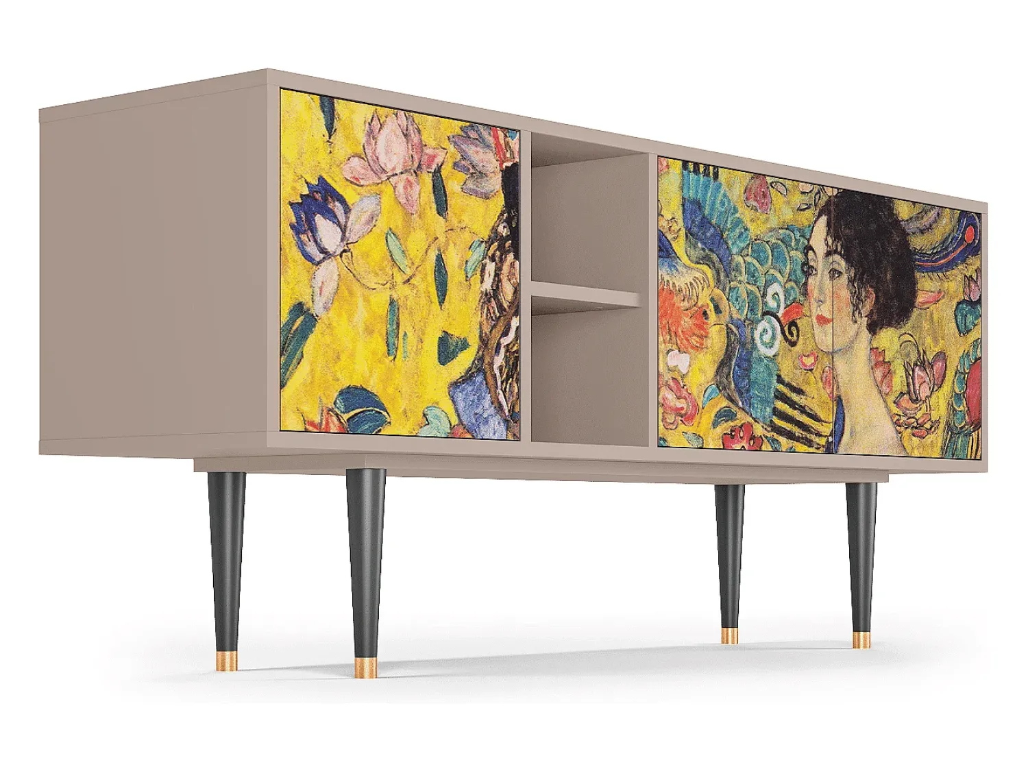 Mueble de TV - 150х69х41 cm - T5 - Lady with Fan by Klimt, Latte^ Móvel De Tv