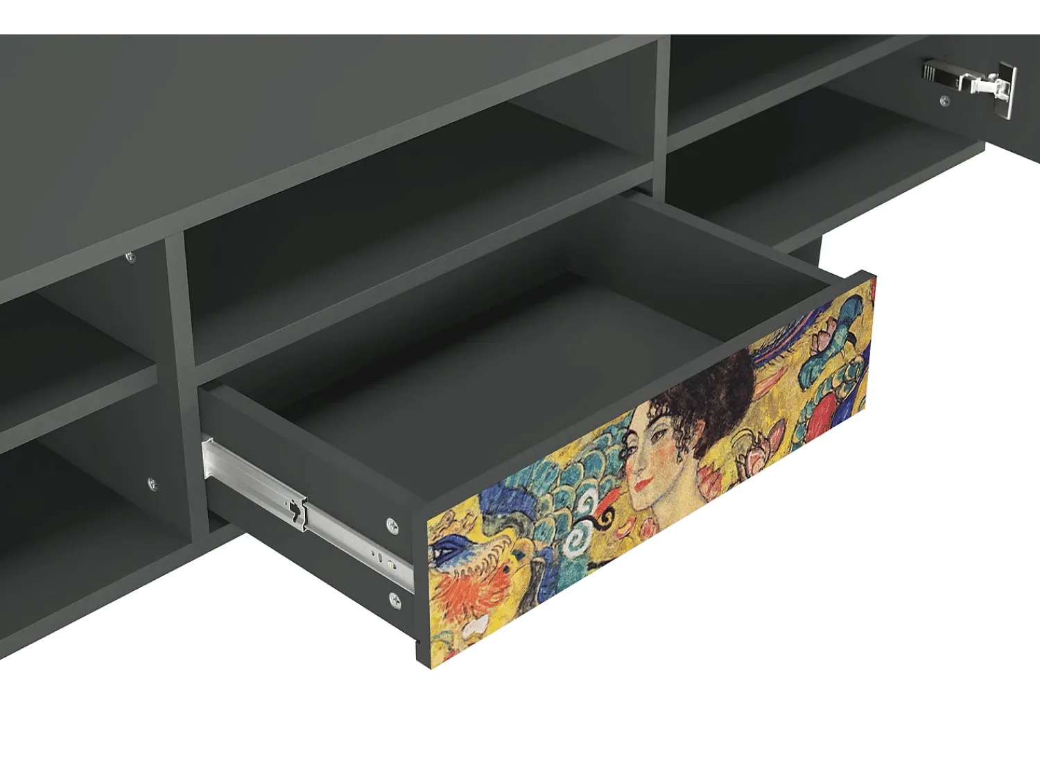 Sale Mueble de TV - 170х59х41 cm - T6 - Lady with Fan by Klimt, Antracite Cinza antracite