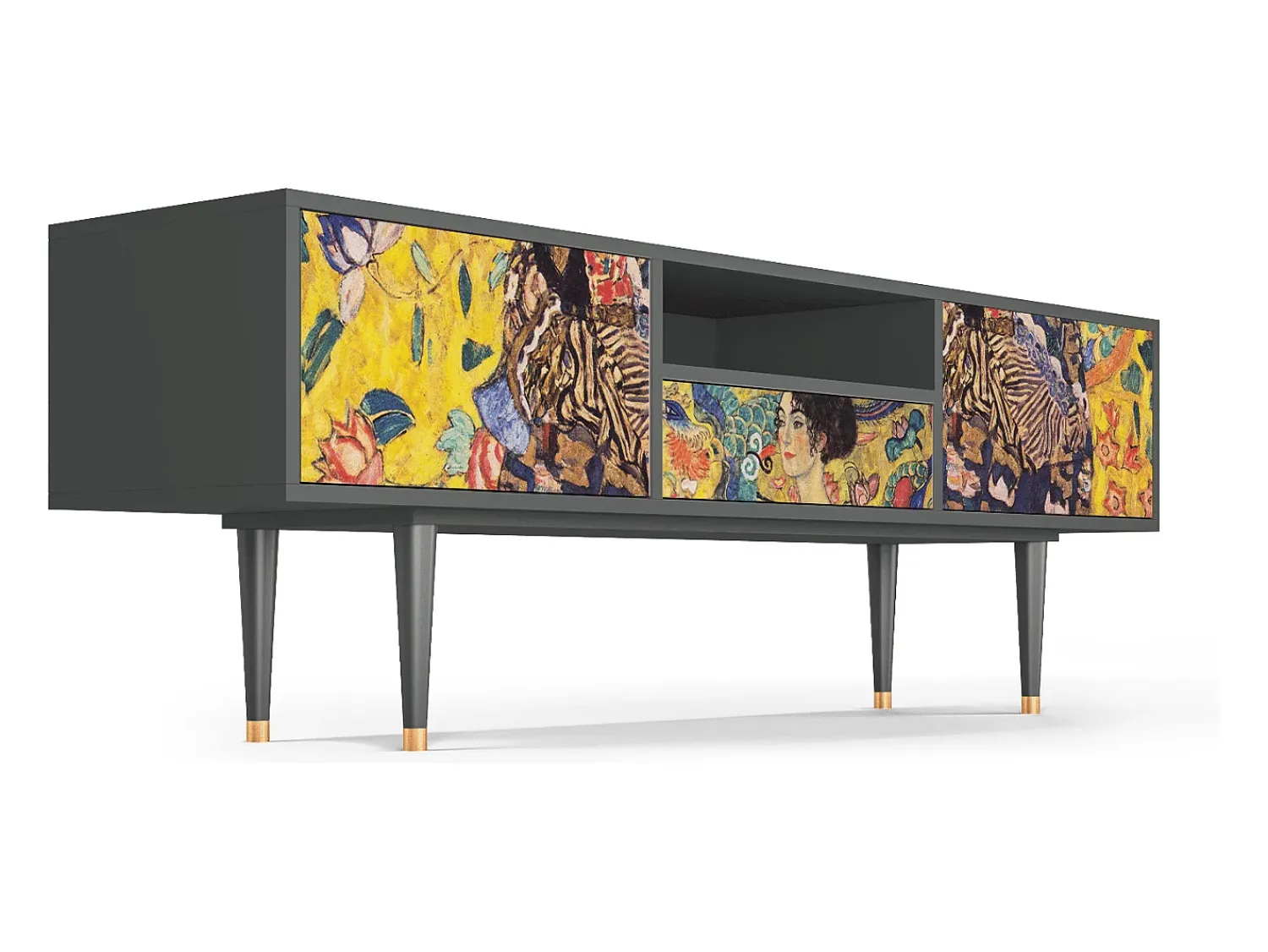 Sale Mueble de TV - 170х59х41 cm - T6 - Lady with Fan by Klimt, Antracite Cinza antracite