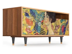 Móvel De Tv| Mueble de TV - 125х56х41 cm - T7 - Lady with Fan by Klimt, Nogueira Castanho