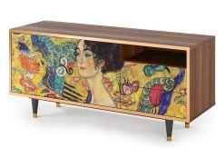 Móvel De Tv| Mueble de TV - 125х56х41 cm - T7 - Lady with Fan by Klimt, Nogueira Castanho