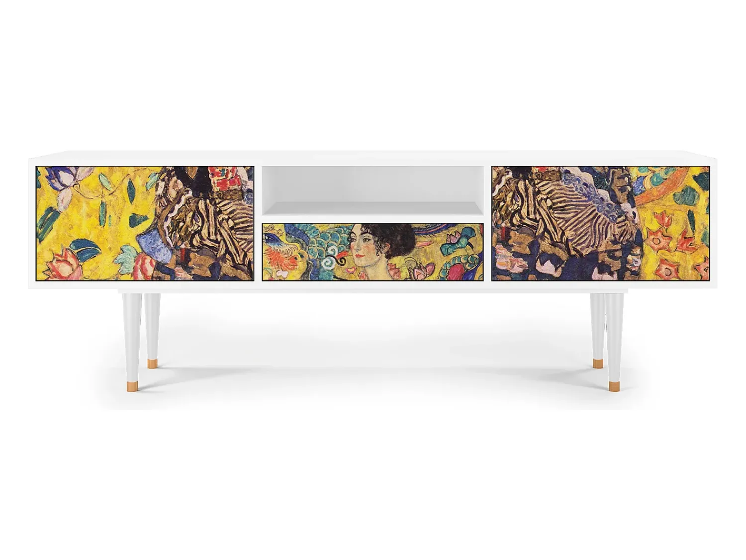 Mueble de TV - 170х59х41 cm - T6 - Lady with Fan by Klimt, Branco^ Móvel De Tv