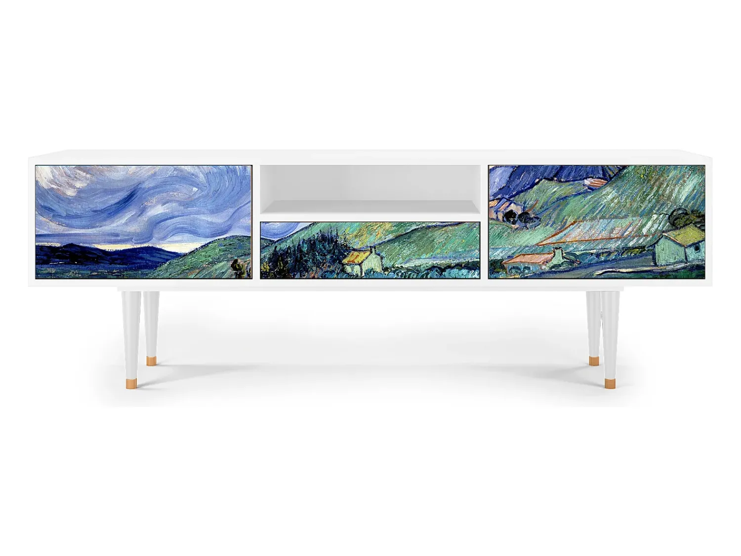 Móvel De Tv| Mueble de TV - 170х59х41 cm - T6 - Landscape, Branco Bege