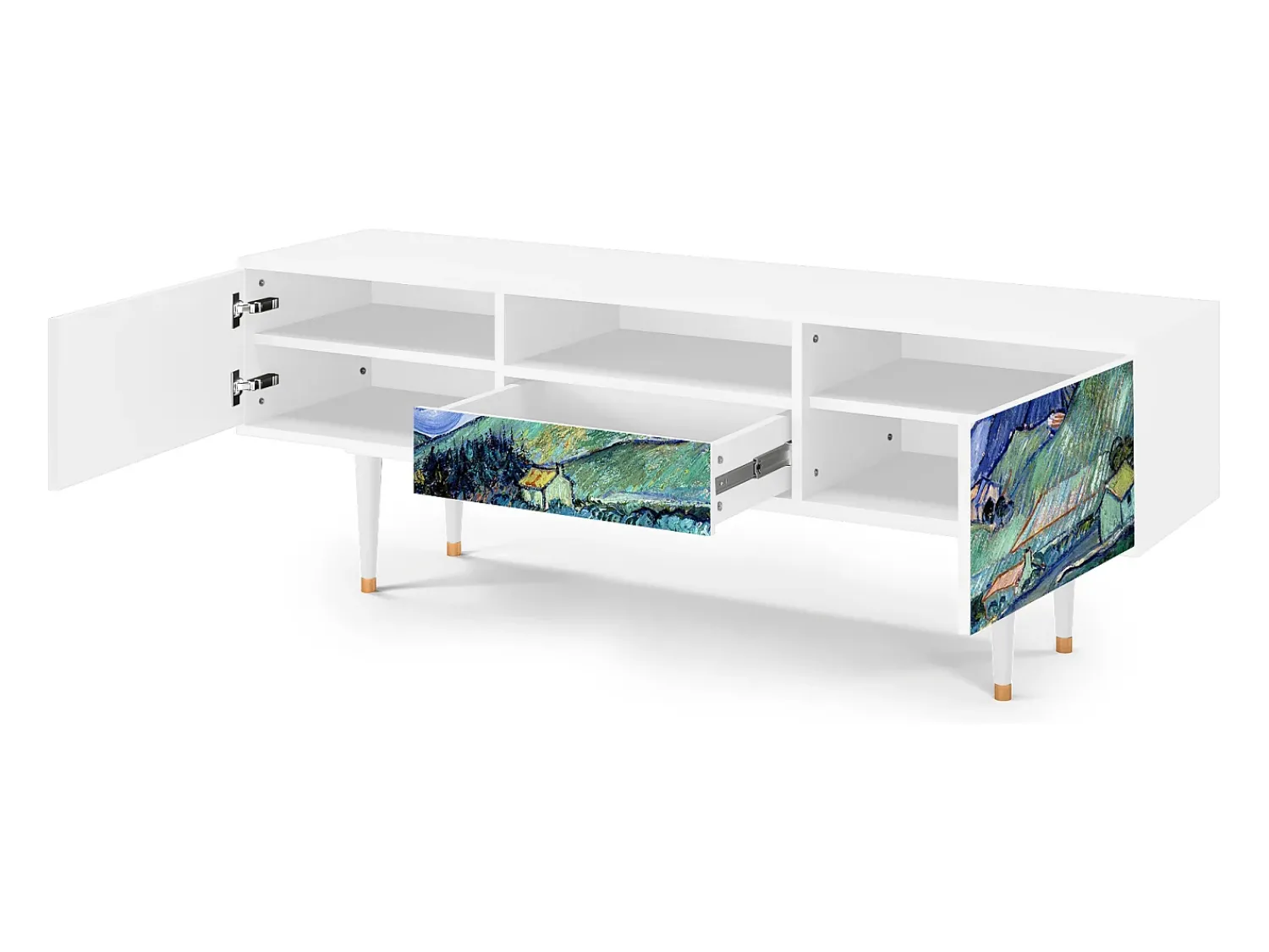 Móvel De Tv| Mueble de TV - 170х59х41 cm - T6 - Landscape, Branco Bege