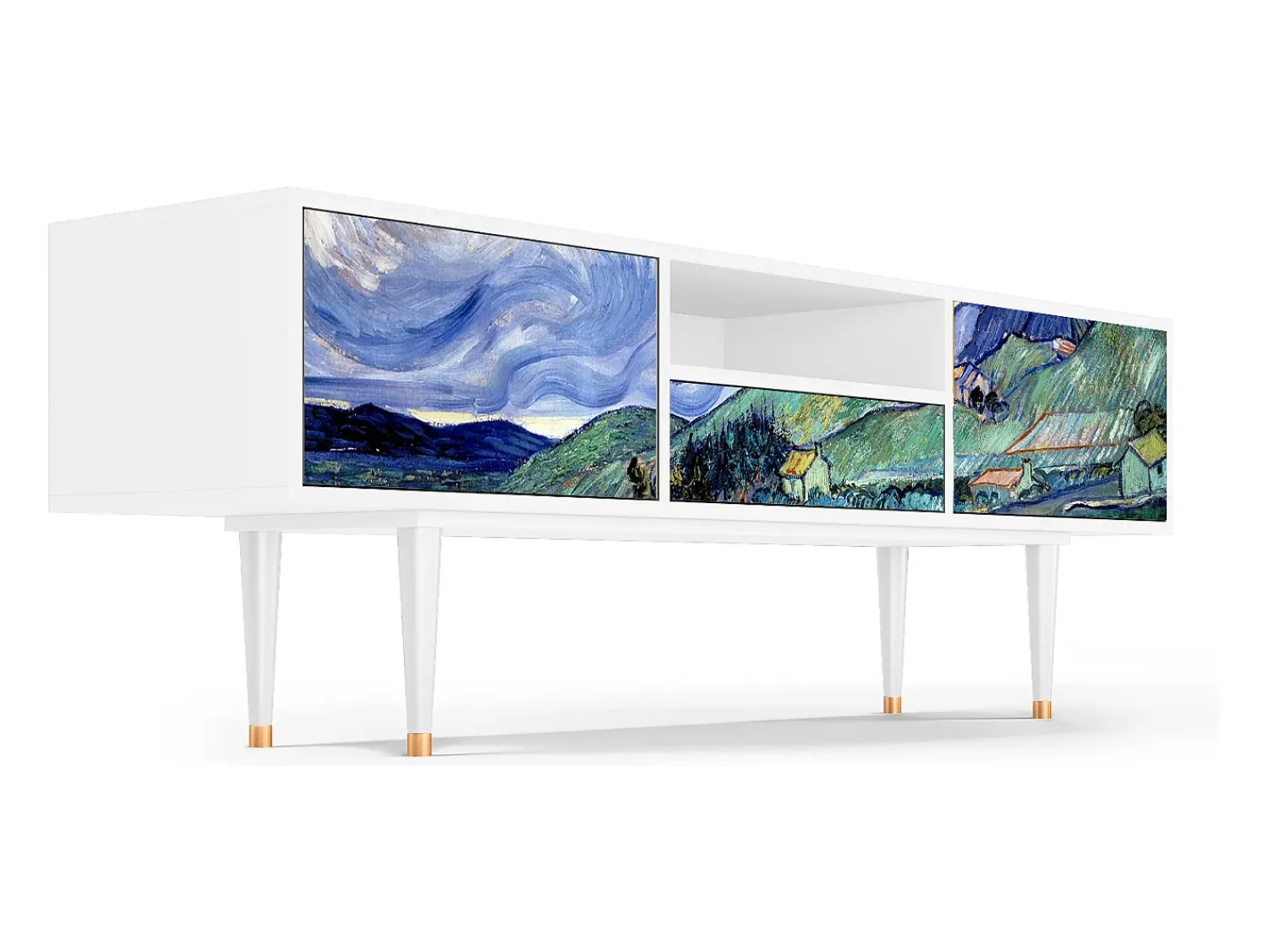 Móvel De Tv| Mueble de TV - 170х59х41 cm - T6 - Landscape, Branco Bege